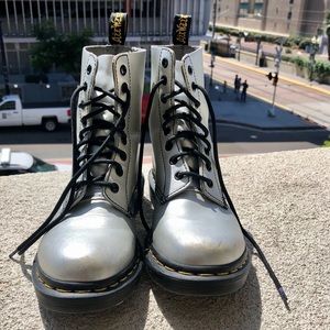 Dr. Martens Silver Boots Size 8